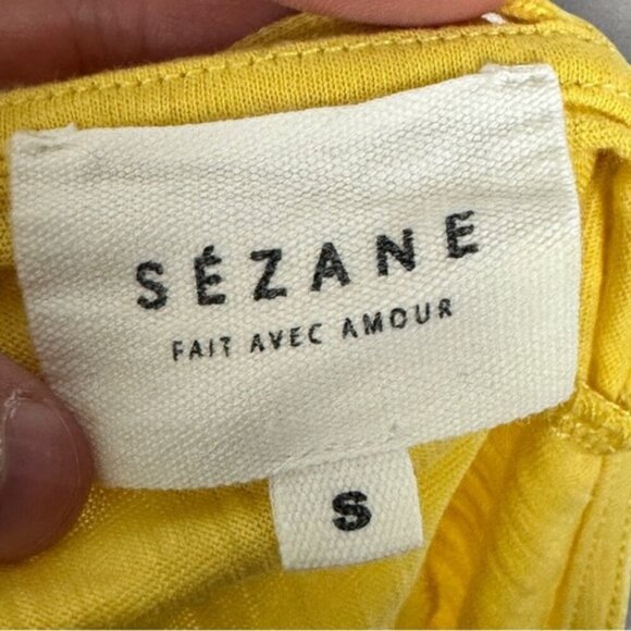 Sezane Luigi T-Shirt Sunset Yellow Size Small Back Cutout Braided Short Sleeve - Picture 3 of 11